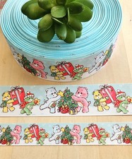7/8  1.5" 1 YD Christmas Care Bear Grosgrain Ribbon Funshine Share Wish Bear