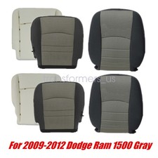 For 2009-2012 Dodge Ram Front Bottom Top Seat Cover Gray With Foam Cushion