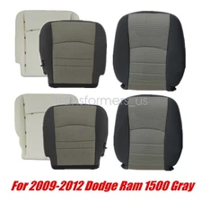 For 2009-2012 Dodge Ram Front Bottom + Top Seat Cover Gray With Foam Cushion