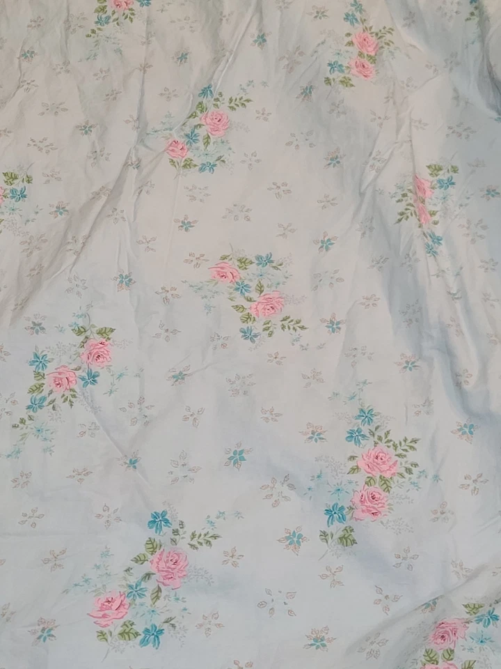 Simply Shabby Chic 100% Cotton Duvet Set- KING-New Lily Rose Blue Pink White - Image 4 of 4