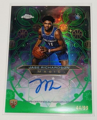 2025-26 Topps Chrome Green /99 Chronograph Jase Richardson Rookie Auto RC CHR-JR