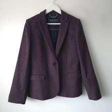 Jack Wills Tweed Jacket Blazer Herringbone Size 12 Pure British Wool Hacking