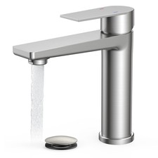 Brushed Nickel Bathroom Faucet 1 Hole, Single Handle Single Hole Bathroom Faucet