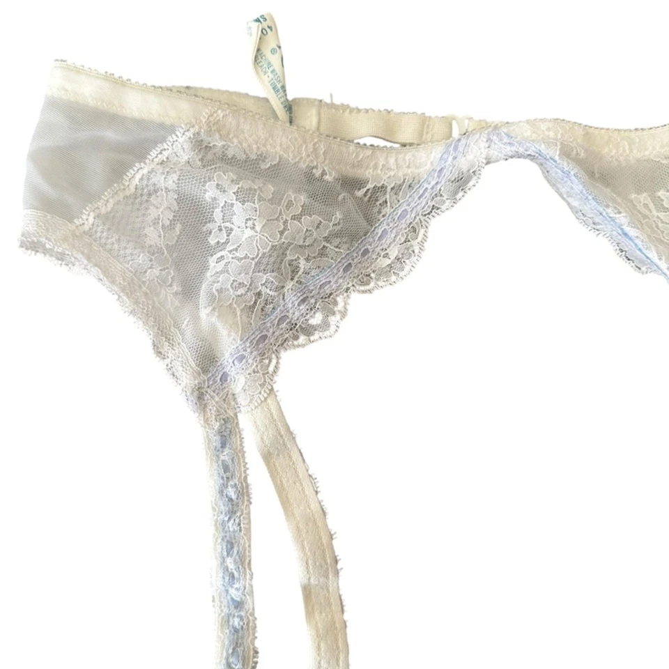 Liguero de boda vintage Kayser malla encaje azul crema pequeño Foto 2 de 4