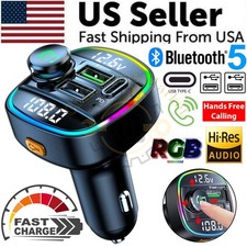 Bluetooth 5.0 Car Wireless FM Transmitter Adapter USB PD Charger AUX Hands Free