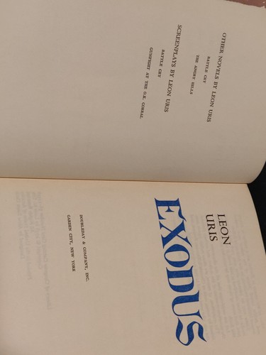 EXODUS by Leon Uris 1958 1st Edition HCDJ "Novel of Israel" - Imagen 9 de 10