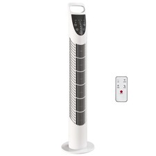 HOMCOM 78.5cm Oscillation Tower Fan with Remote Control 3-Speed Wind White