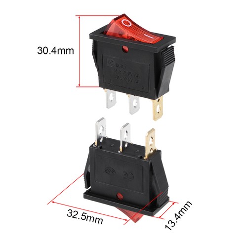 5 x Boot Wippschalter Rot LED Licht DC12/24V Kippschalter EIN/AUS AC 250V/15A 125V/20A - Bild 2 von 4