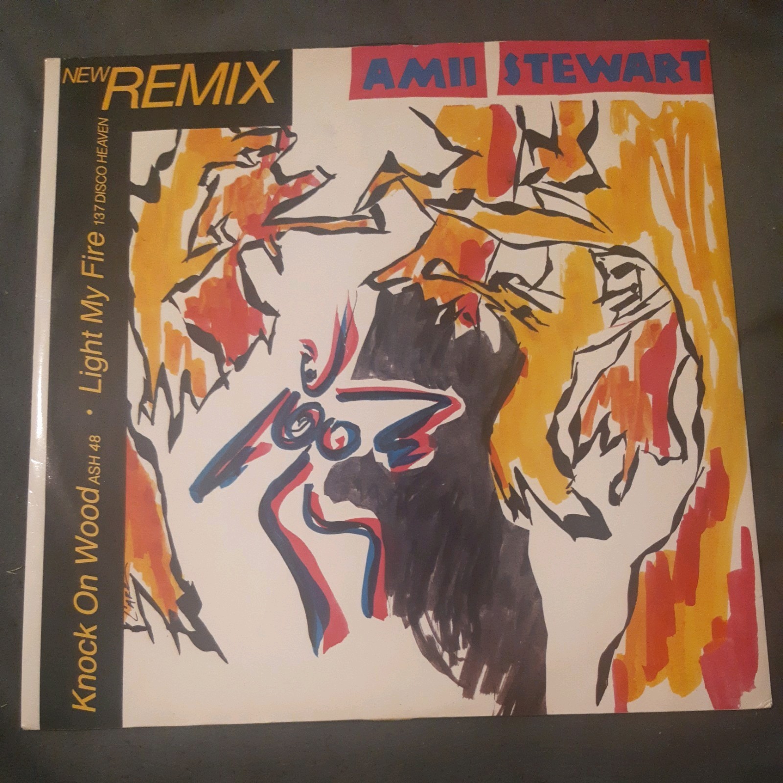 AMII STEWART - KNOCK ON WOOD / LIGHT MY FIRE 12” SINGLE EDTL 3303 VG+/VG+