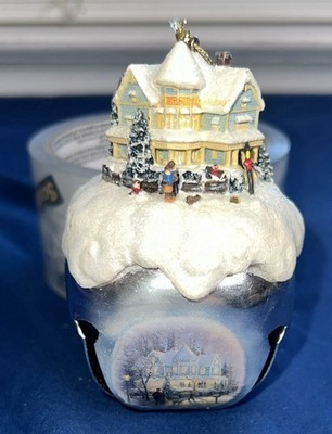 NEW Ashton Drake Galleries Thomas Kinkade Holiday Gathering Sleigh Bell Ornament