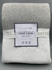 Pottery Barn Teen Bold Stripe Favorite Tee Duvet White Light Gray Twin B3014