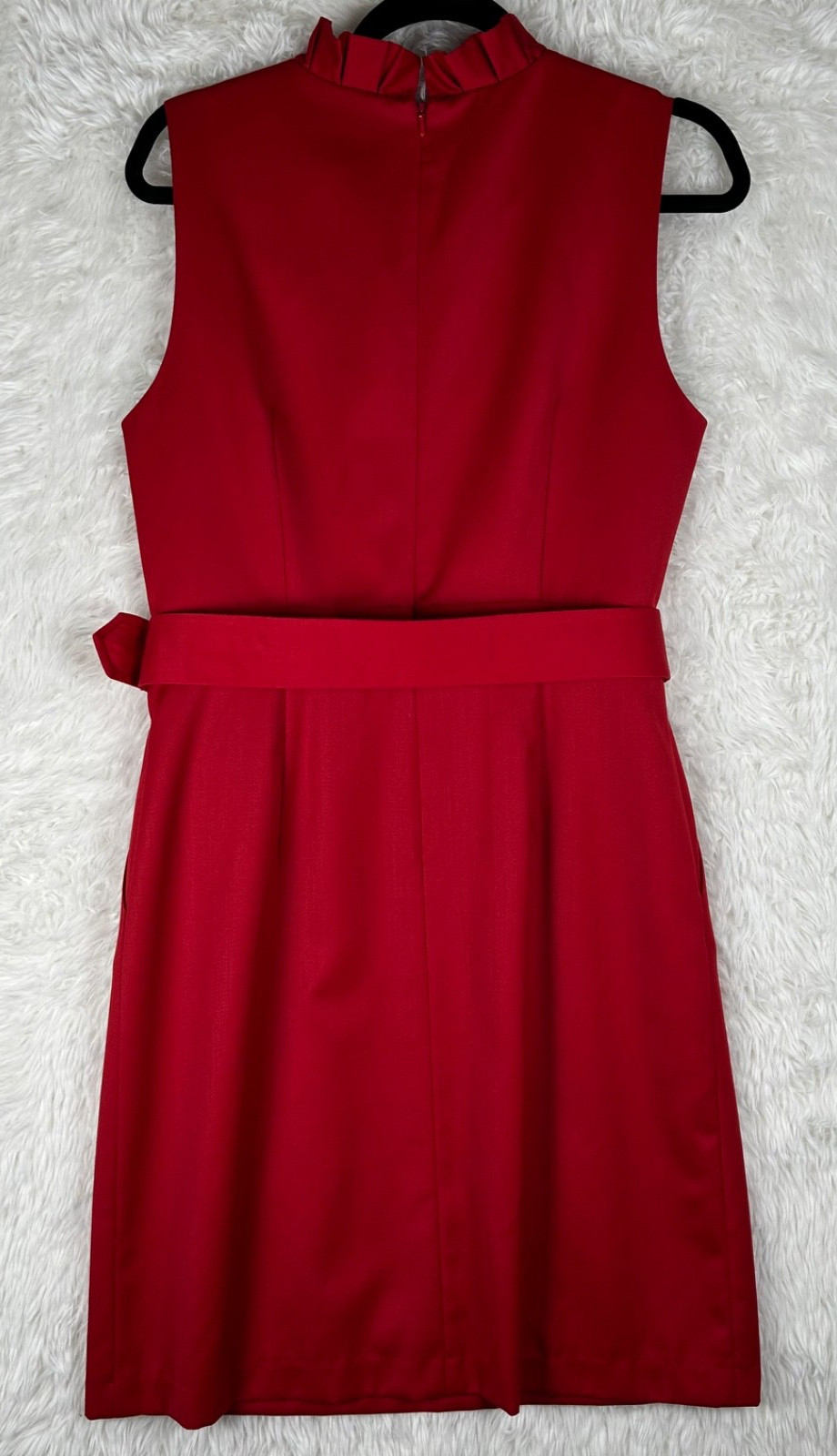 J. McLaughlin Dillards Sz 10 Solid Red Ruffle Sle… - image 2