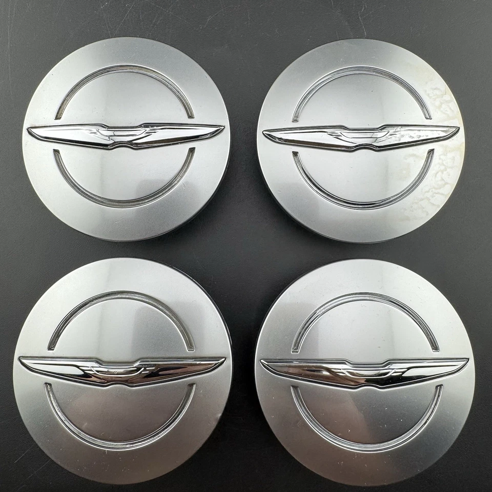 SET OF 4 CHRYSLER 200 300 PACIFICA VOYAGER T&C CENTER CAPS 2018-25 SILVER - Image 3 of 4