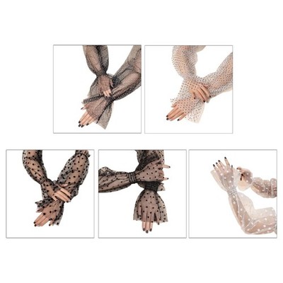 Dainty Lady Lace Sleeve with Dot/ Heart Pattern Bridal Dress Removable Sleeve