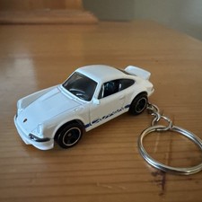 Porsche 911 Carrera RS 2.7 White Diecast Keychain 1:64 Hot Wheels Matchbox