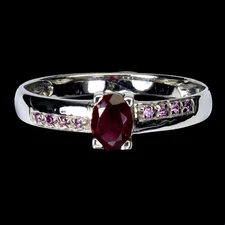 925 Sterling Silver Ring Oval Ruby 6x4mm Rhodolite Garnet Gemstone Jewelry Sz 9