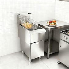 Pro 50LB Gas Deep Fryer, Stainless Steel Floor Fryer, High-Capacity, 120000 BTU