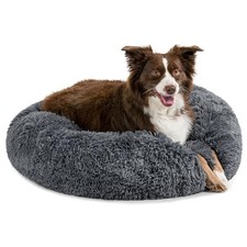 Fluffy Round Donut Bed for Small Dogs  Cats, Washable with Anti-Slip Base