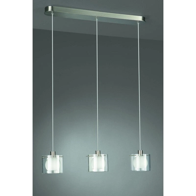 Pendelleuchte Glas Silber 3 Flammig Halogen Abhänghöhe 150cm - Bild 1 von 1