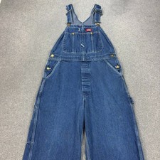 Dickies Dungarees Adult 34x30 Blue Overalls Denim Work Wear Bib Carpenter Men