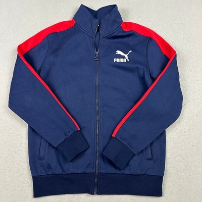 Puma T7 Track Jacket Men Medium Blue Red Full Zip Heritage Archive Logo M