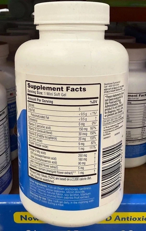Suplemento vitamínico e mineral para os olhos Bausch + Lomb Ocuvite adulto 50+ 150 cápsulas gelatinosas - Imagem 2 de 2