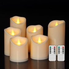 Outdoor Indoor Flameless Candles, Patented 3D Dual-LED, Set of 6 6 Pack Ivory