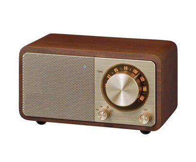WR-7GW Wood Cabinet Mini Bluetooth Speaker with FM Tuner and Aux-in Special E...