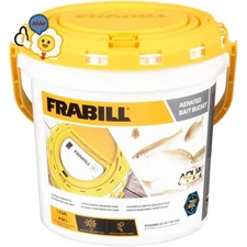 Frabill Aerated Bait Bucket, 1.3 Gal, White and Yellow (Aerator Included)