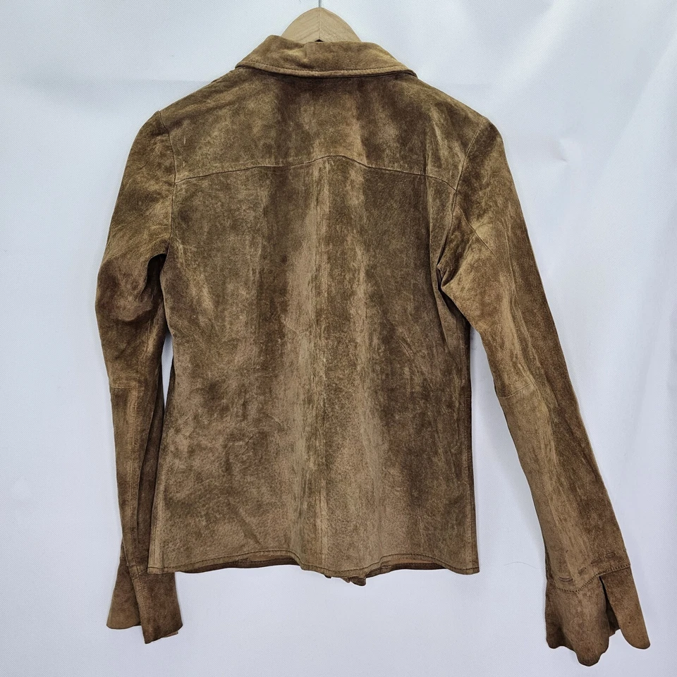 Traje Pantalón Margaret Godfrey Mujer Talla 6P Marrón Gamuza Cuero 2 Piezas Foto 4 de 4