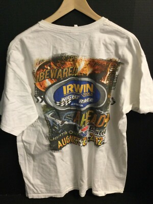 IRWIN TOOLS NIGHT RACE Bump & Run NASCAR T-Shirt X-Large White 