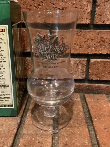 Rainforest Cafe Souvenir Chicago Hurricane Clear Cocktail Glass 8” Tall - Picture 2 of 4