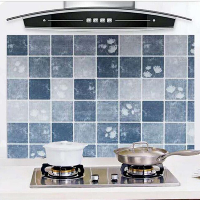 HeatResistant Grids Wallpaper Mural Art Wipeable Tile Kitchen Wall