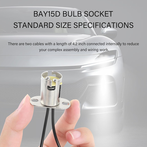 2PCS 1157 Bulb Socket,Bay15D Car Light Bulb Socket Adapter with 2 Wire Connector - Picture 3 of 12
