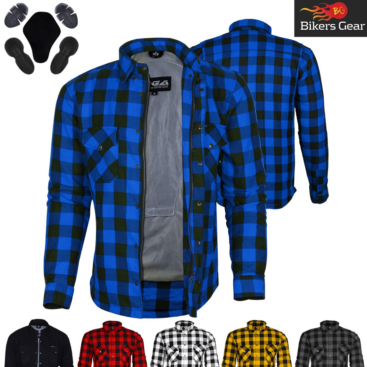 Motorcycle shirt for men Aramid lined with protectors - Aramid 280 g/m2 con - armoured (EN 1621-1) - Motorcycle jacket Summer - Texpeed - Grey - S