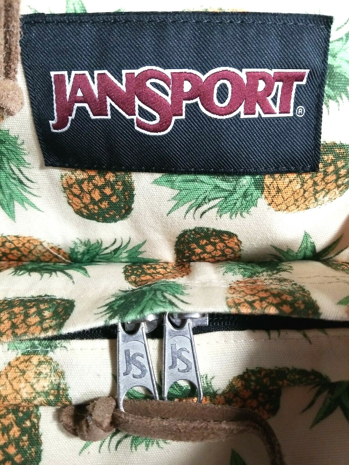 Jansport Backpack Vintage Pineapple With Leather Bott… Gem