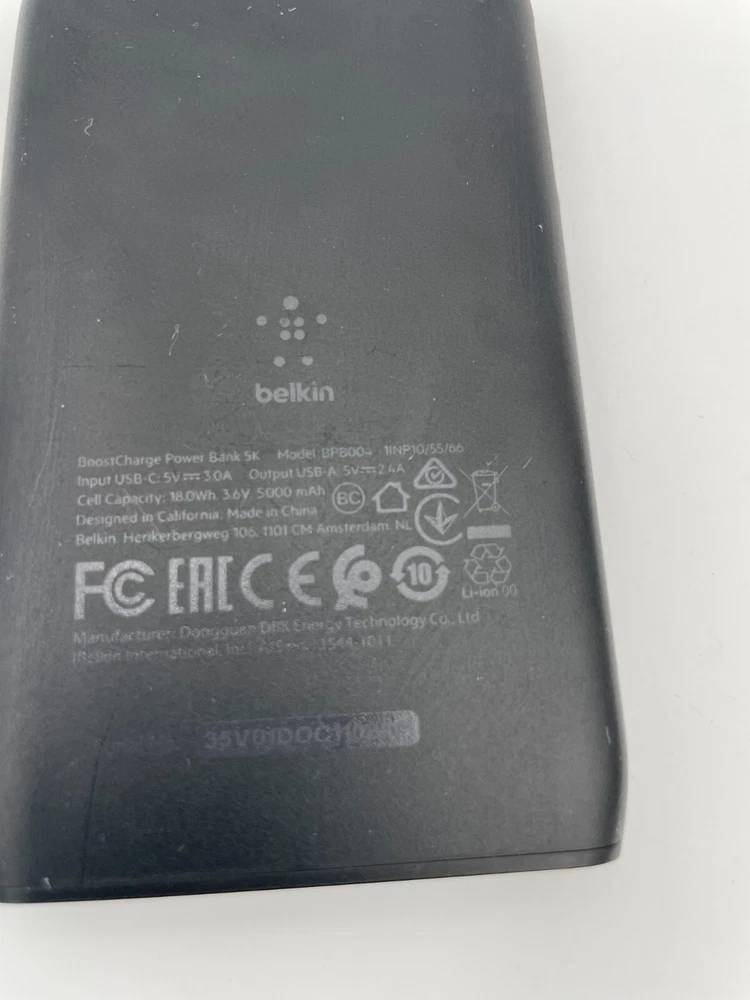 Power Bank Belkin BPB004 5000mAh 12W 2-port with 6" USB-C to USB-A cable Black