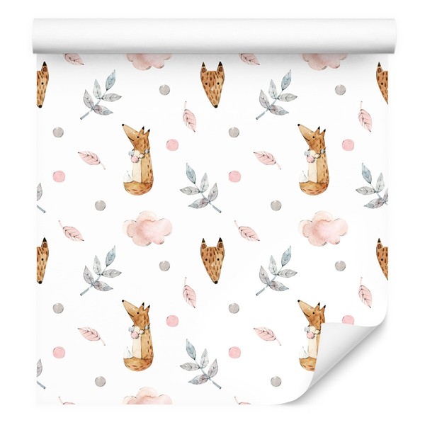 10M Vlies Tapete Kinderzimmer Tiere FüChse Pflanzen Kugeln Aquarell Xxl 4255-image