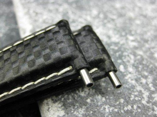 22mm Black Carbon Fiber Leather Watch Band Tang Strap for fits PANERAI White - Picture 5 of 8