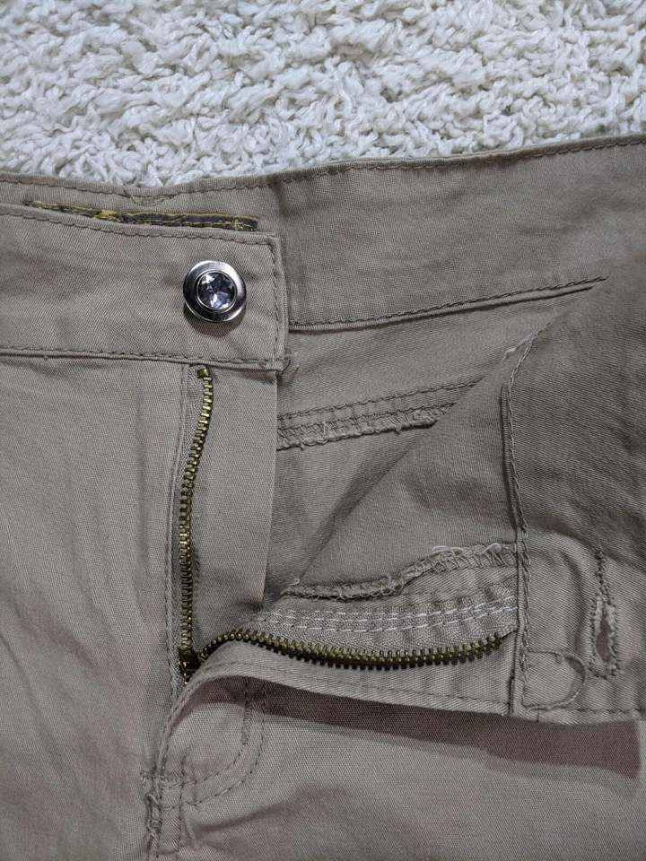 Out Jeans Womens Pants 22 Beige Plus Stretch Rhinestone Flat Front Mid Rise  - Image 3 of 4