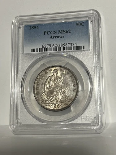 1854 Arrows Liberty Seated half, PCGS MS62, super choice