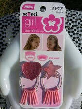 Scunci Bendini pink heart/star slide and snap barrette/clips