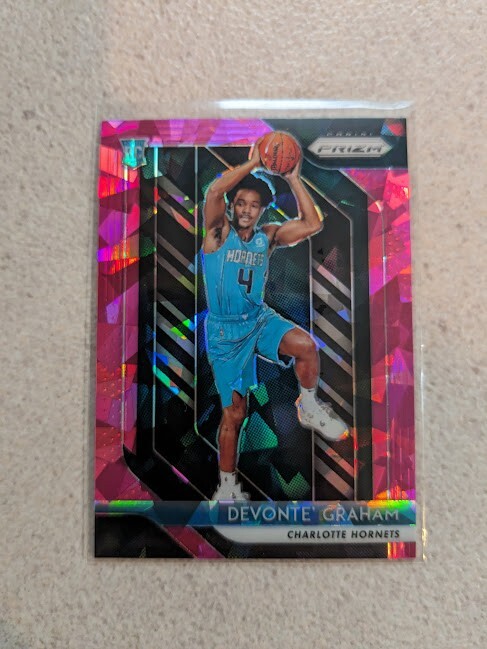 2018-19 Panini Prizm Cracked Pink Ice PRIZM #288 Devonte' Graham RC HORNETS!