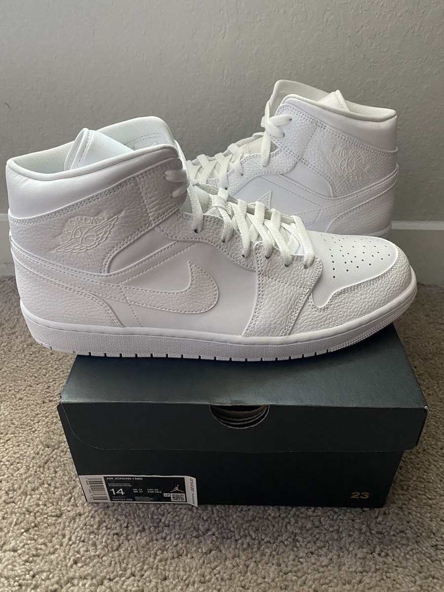 Size 14 - Jordan 1 Mid Triple White - 554724-130 for sale online