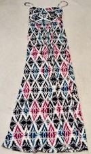 Ann Taylor Maxi Dress 0 Sleeveless Pink Teal Spaghetti Straps Womens Beach Vacay