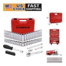 1/4'' Drive Socket Set - 62 Pieces, Ratchets & Mirror Chrome Finish