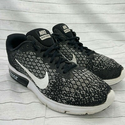 Nike Women’s Air Max Sequent 852465-002 Black White Running Shoes Size US 