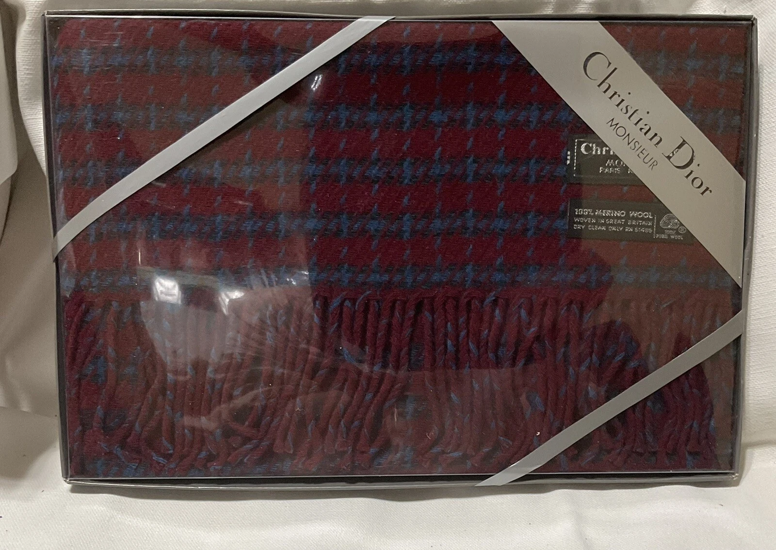 Foulard homme vintage Christian Dior neuf dans sa boîte d'origine 100% laine mérinos (3)