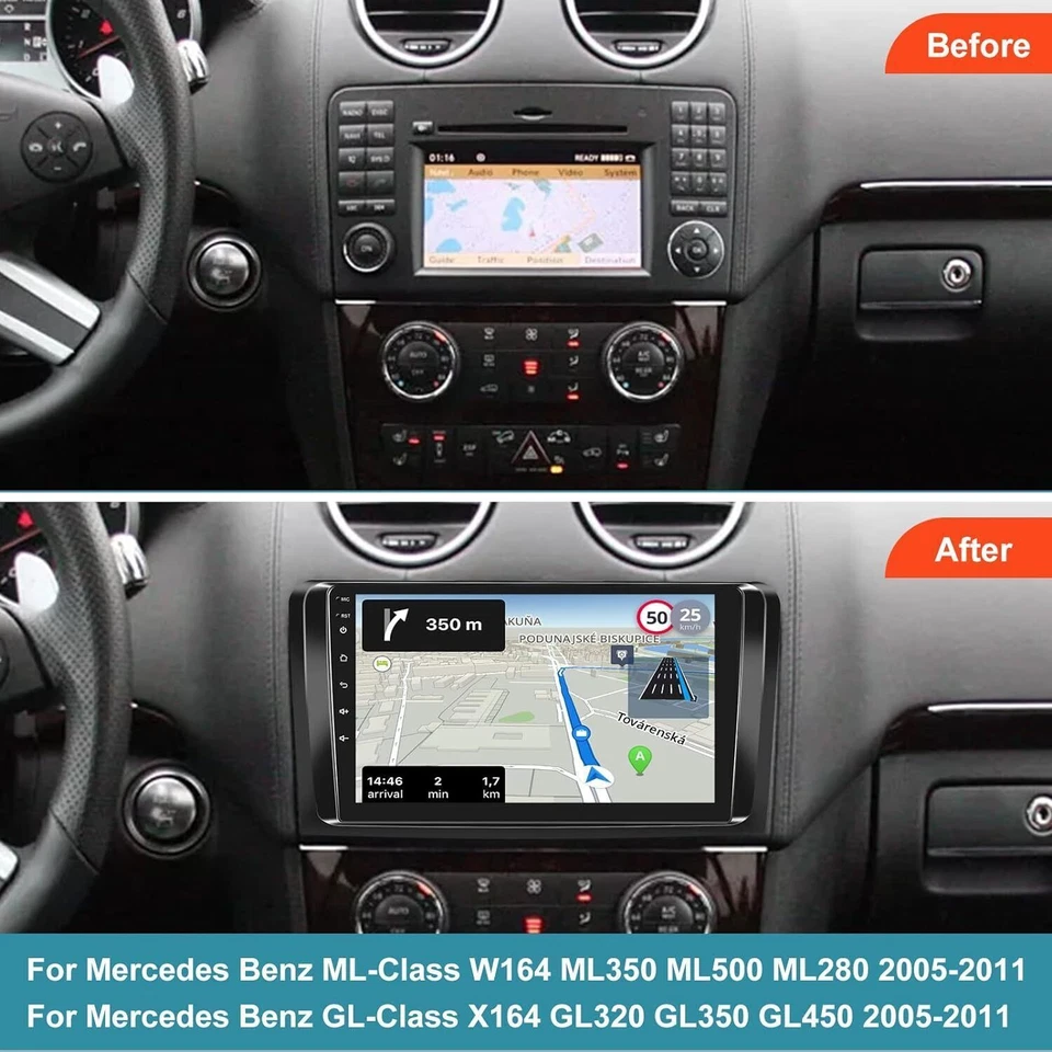 For 2007-11 Mercedes-Benz ML350 GL450 Android 13 Radio Stereo, Wireless CarPlay Foto 3 de 4