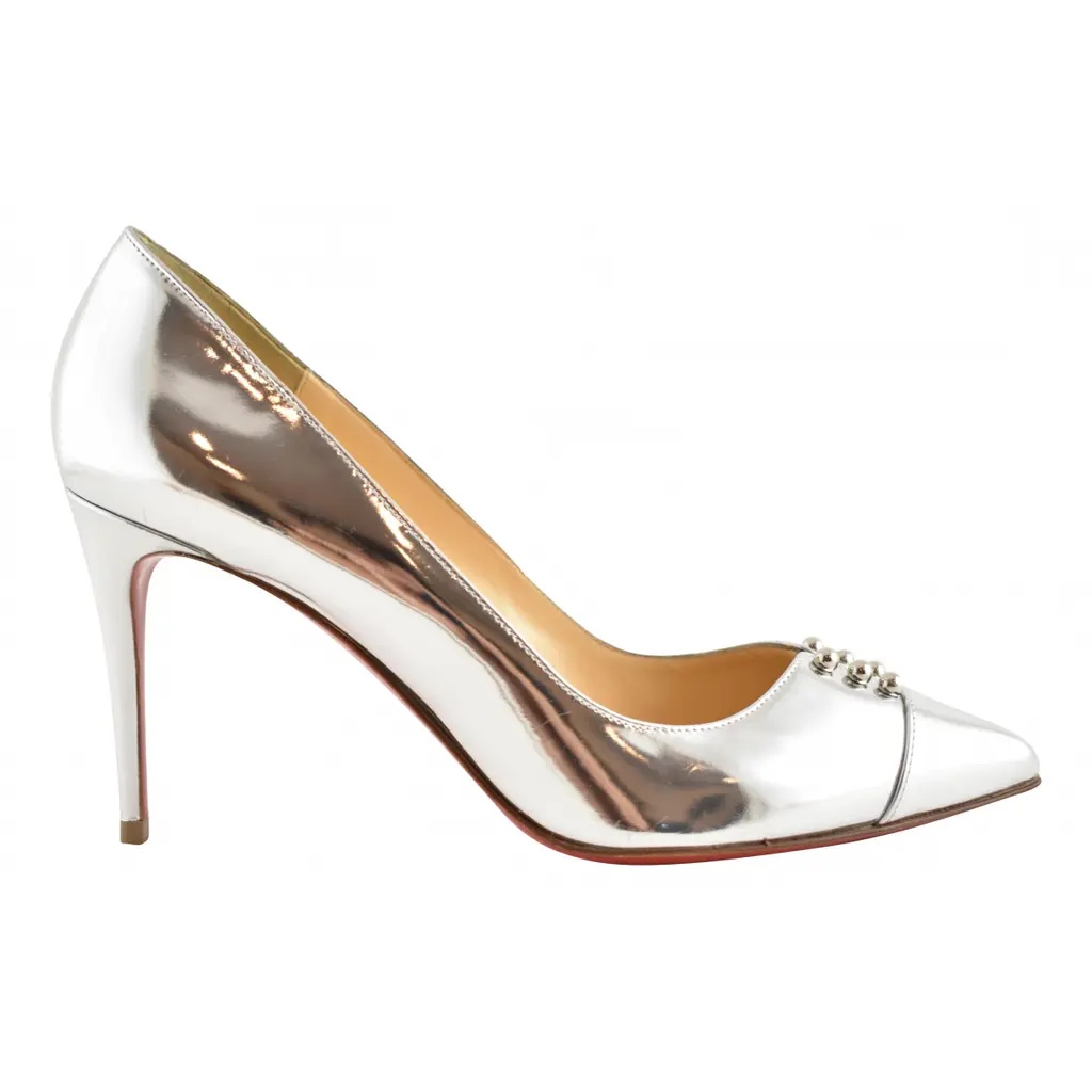Christian Louboutin Predupump 85 Silver Specchio Leather PVC Stud
